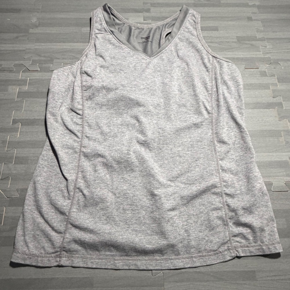 Danskin Now Grey Heather Racerback Tank Top Built In Shelf Bra